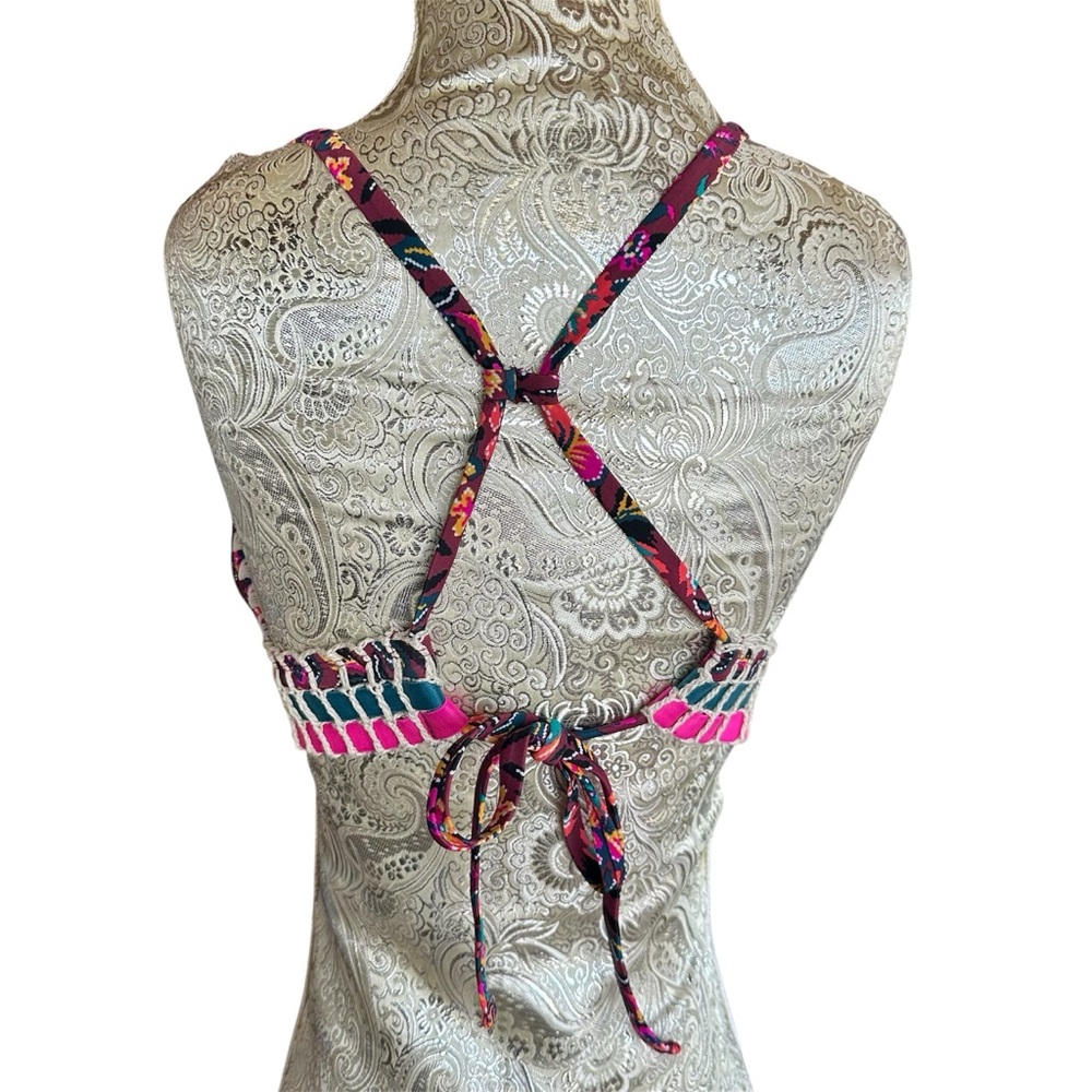 Sexy Boho Floral Bralette Halter Bikini Beach Festival Bohemian Top Size D/DD - Picture 4 of 4